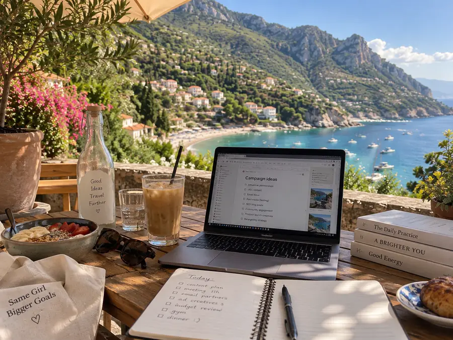 Trabalho remoto com vista para o mar